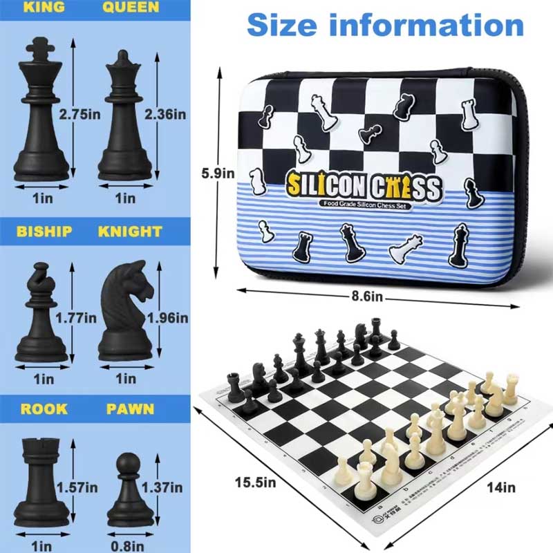 Silikonové šachové vzdělávací hračky Hra silikonová šachová deska a kusy