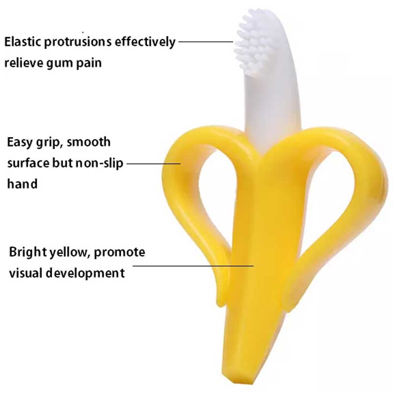 Banán dětský peether silikon dětský zubní kartáček dítě mini zubní kartáček tréninkový zubní kartáček a teether hračka